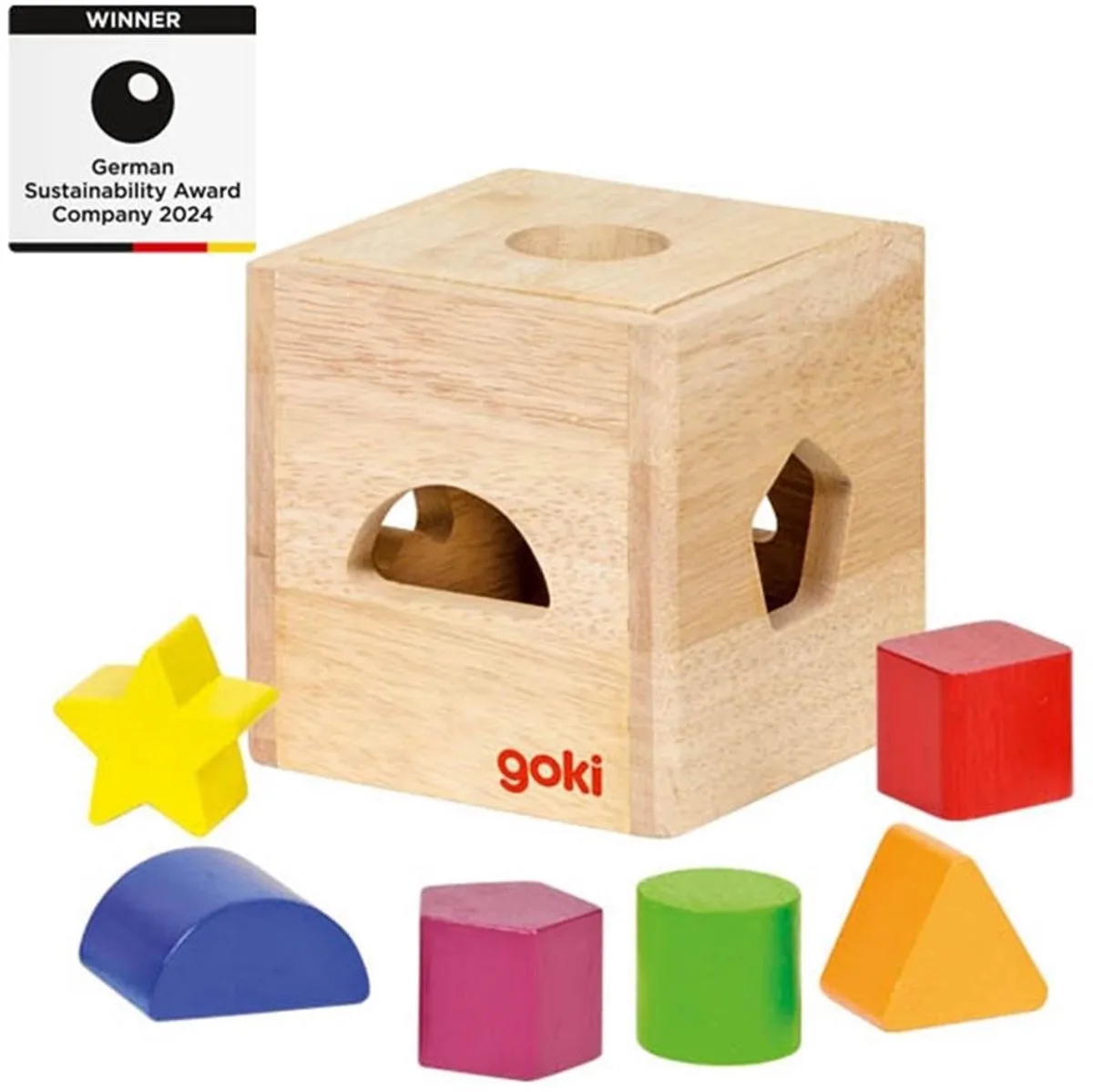 Sorteerkist - Diverse Vormblokken Ii - 11X11X11Cm - 6 Verschillende Vormen - Hout von Goki in Mehrfarbig – Produktfoto