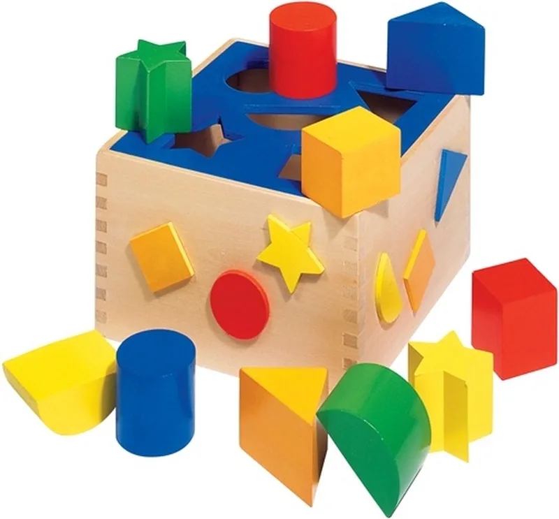 Sorteerkist - Diverse Vormen - 16X16X10Cm - Hout - 1 Jaar von Goki in Mehrfarbig – Produktfoto 1 von 4