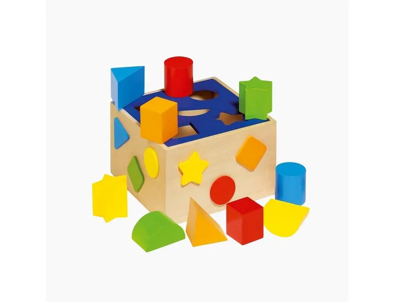 Sorteerkist - Diverse Vormen - 16X16X10Cm - Hout - 1 Jaar von Goki in Mehrfarbig – Produktfoto 3 von 4