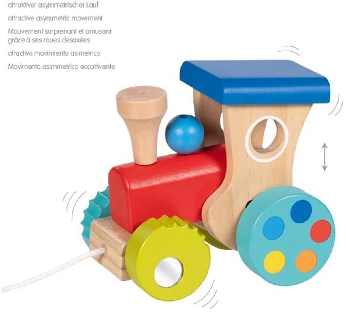 speelgoed trein trekdier - kleurrijk kunststof speelgoed voor kinderen. von Goki in Mehrfarbig – Produktfoto