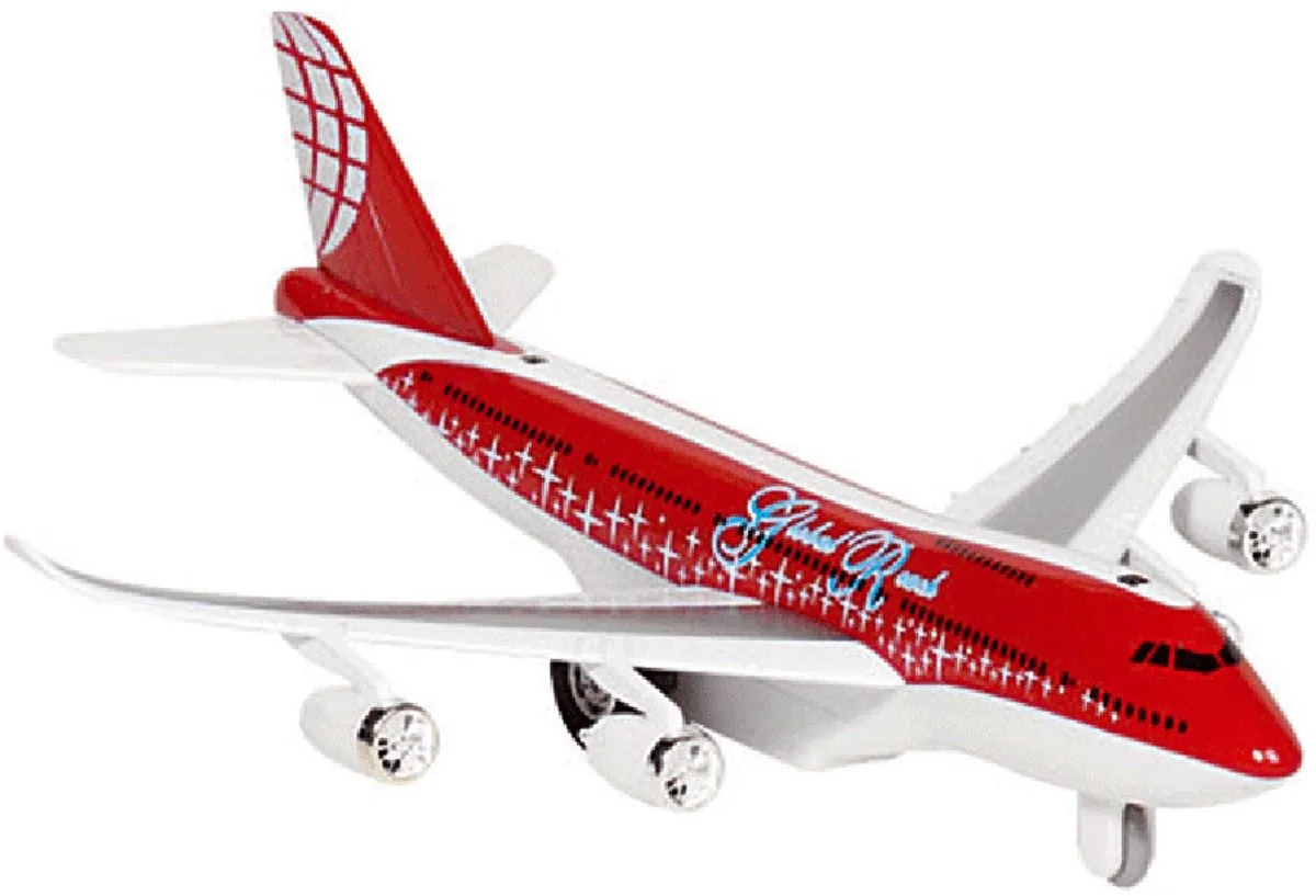 Speelgoed Vliegtuig - 19 cm - licht en geluid - kinderen - pull back motor van Goki in Rood – productfoto