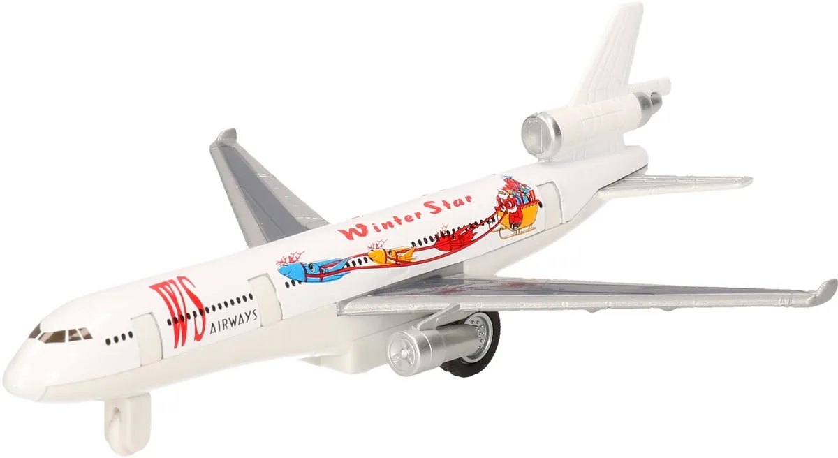 Speelgoed Vliegtuig - 19 cm - pull back motor - kinderen van Goki in Wit – productfoto