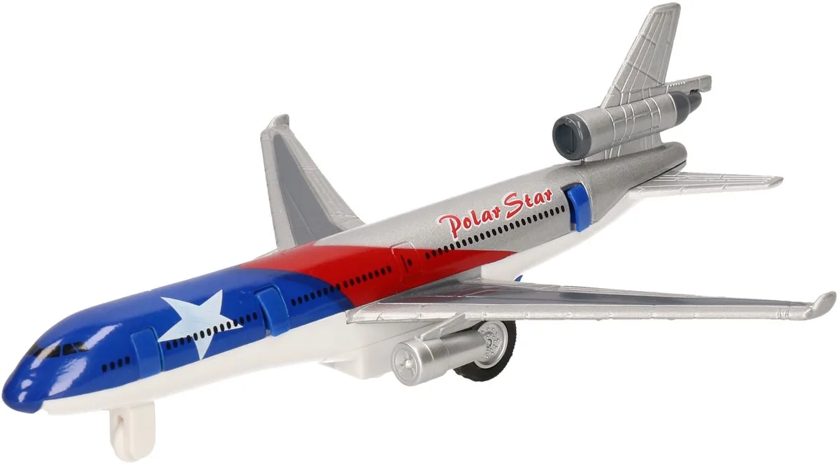 Speelgoed Vliegtuig - 19 cm - rood/blauw - pull back motor - kinderen von Goki in Mehrfarbig – Produktfoto