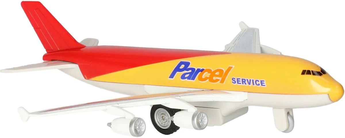 Speelgoed Vliegtuig - 19 cm - rood/geel - pull back motor - kinderen von Goki in Gelb – Produktfoto