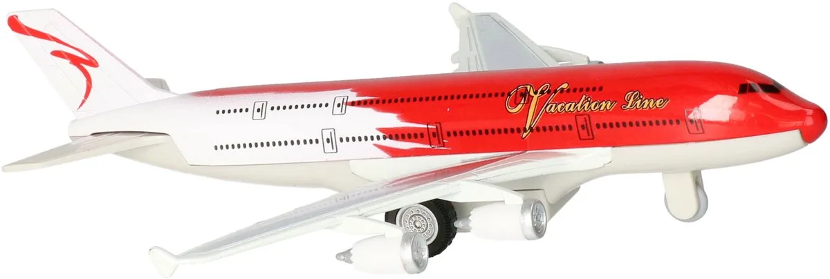 Speelgoed Vliegtuig - 19 cm - rood/wit - pull back motor - kinderen von Goki in Rot – Produktfoto