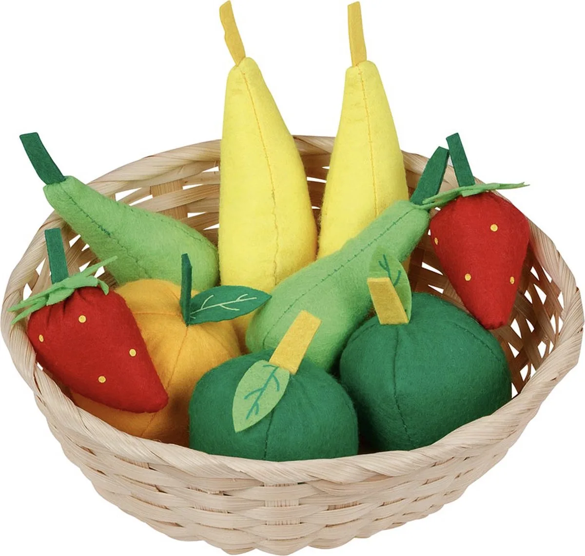Speelgoedkeuken - Fruit In Mandje - 10 Delen - Vilt En Riet - 3 Jaar by Goki in Multicolour – product photo