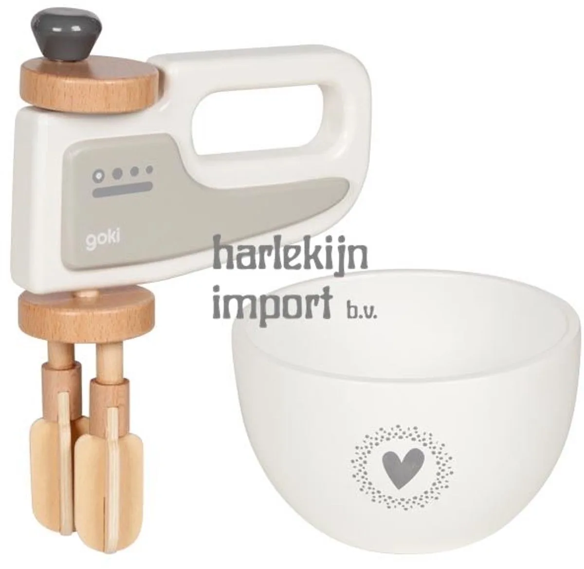Speelgoedkeuken - Handmixer Met Mengkom - 14,5X19,5Cm - Hout - 3 Jaar de Goki en Multicolore – photo du produit