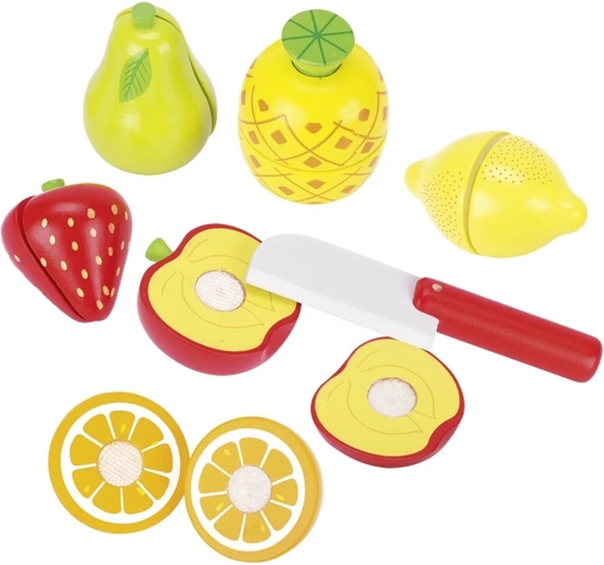 Speelgoedkeuken - Snijset Fruit - 13 Delen - Hout Met Velcro - 3 Jaar van Goki in Meerkleurig – productfoto