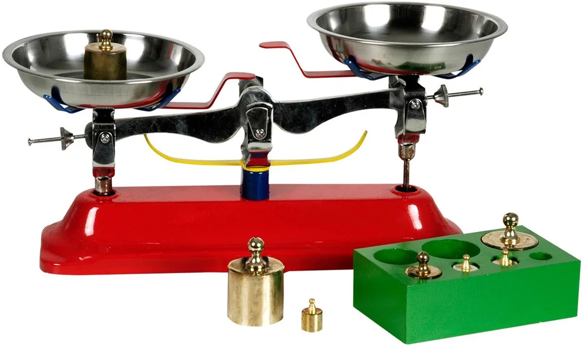 Speelgoedkeuken - Weegschaal - 25,5X14X13Cm - Met 7 Gewichtjes - Metaal de Goki en Zilvergrijs – photo du produit