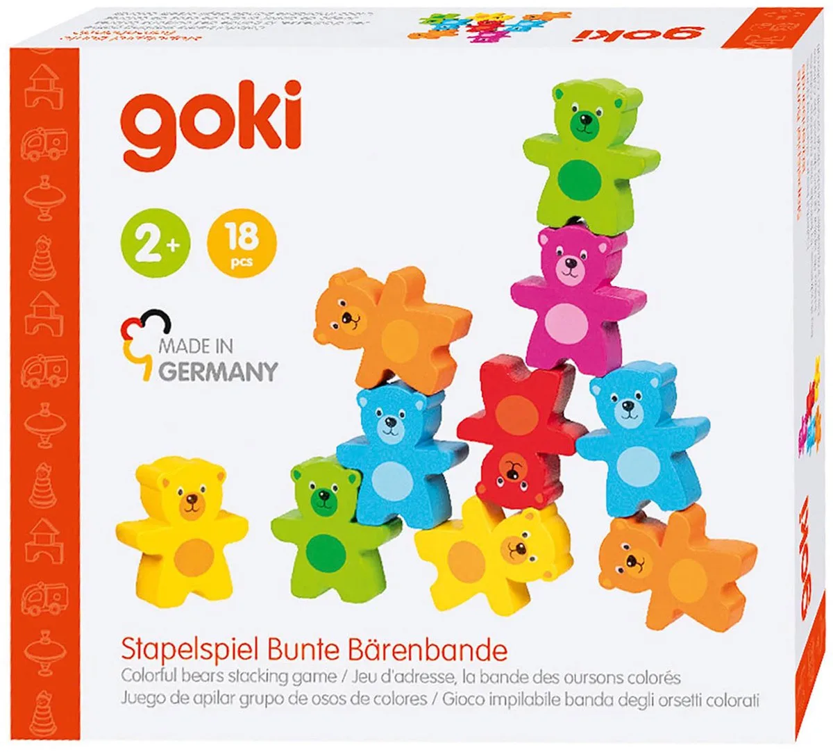Stapelspel - Kleurrijke Beren - Hout - Creatief Spelen - 2 Jaar von Goki in Mehrfarbig – Produktfoto