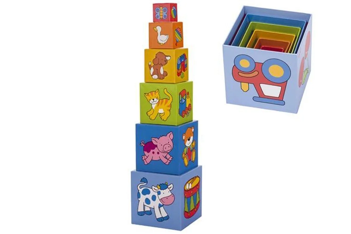 Stapeltoren: DIEREN, 6 blokken, 2+ von Goki in Mehrfarbig – Produktfoto