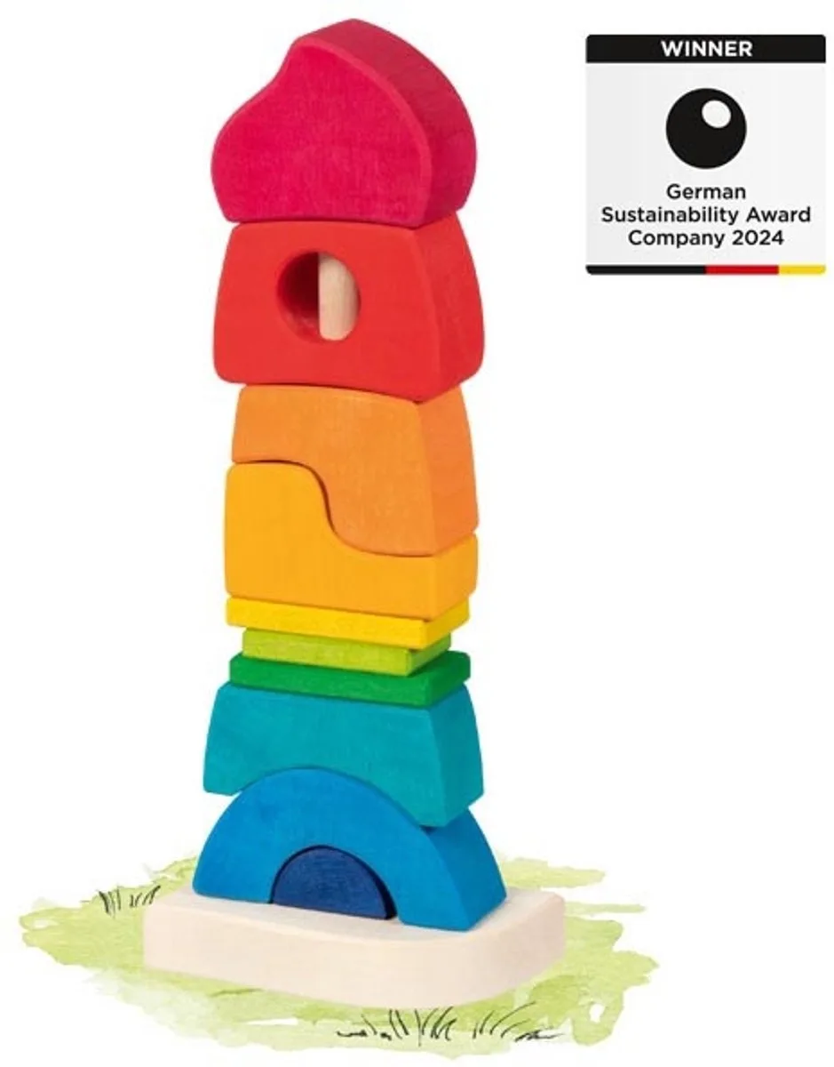 Stapeltoren - Klein Kasteel - 10X6X26,5Cm - 11 Delen - 2 Jaar von Goki in Mehrfarbig – Produktfoto