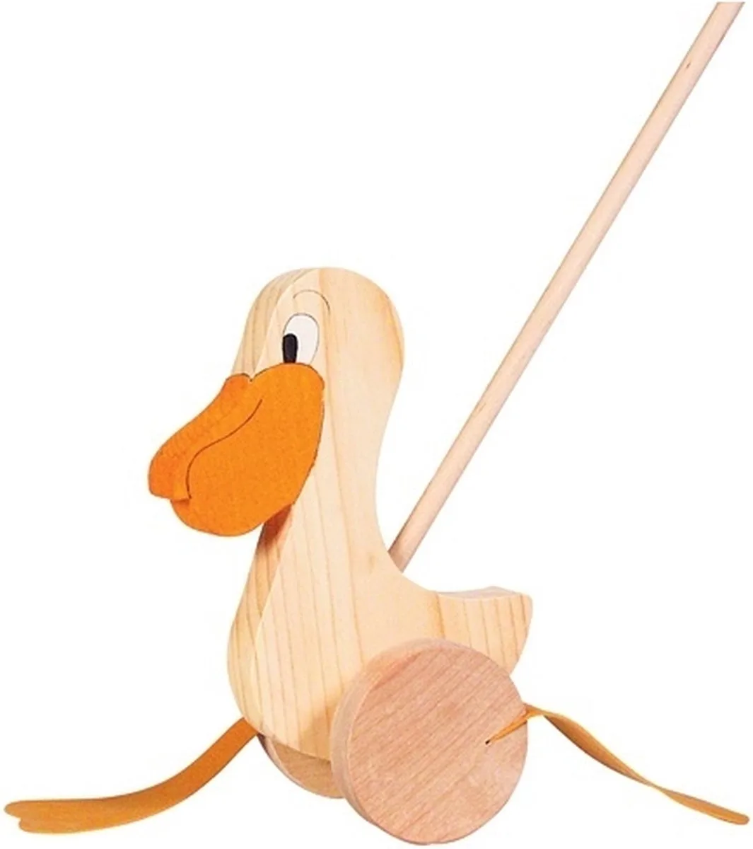 Wooden Push Figure Pelican von Goki in Braun – Produktfoto