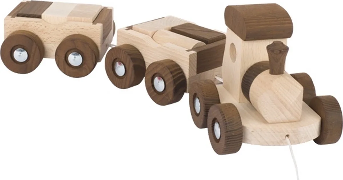 Trein - Amsterdam - 37X10,5X10,5Cm - Met 10 Bouwstenen - 2 Jaar by Goki in Brown – product photo