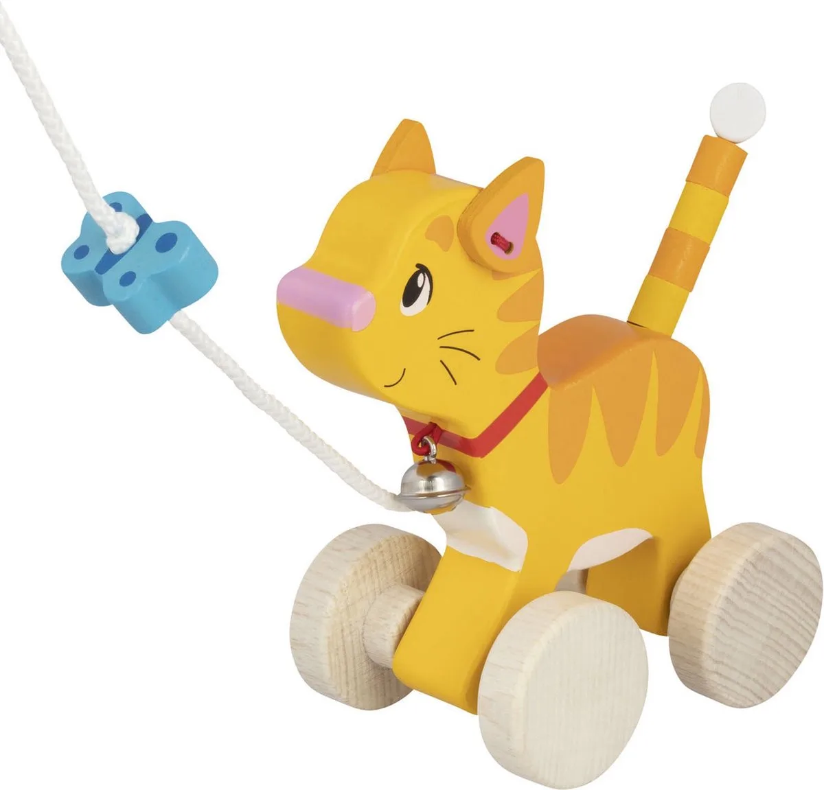 Wooden Pull Animal Kitten von Goki in Mehrfarbig – Produktfoto