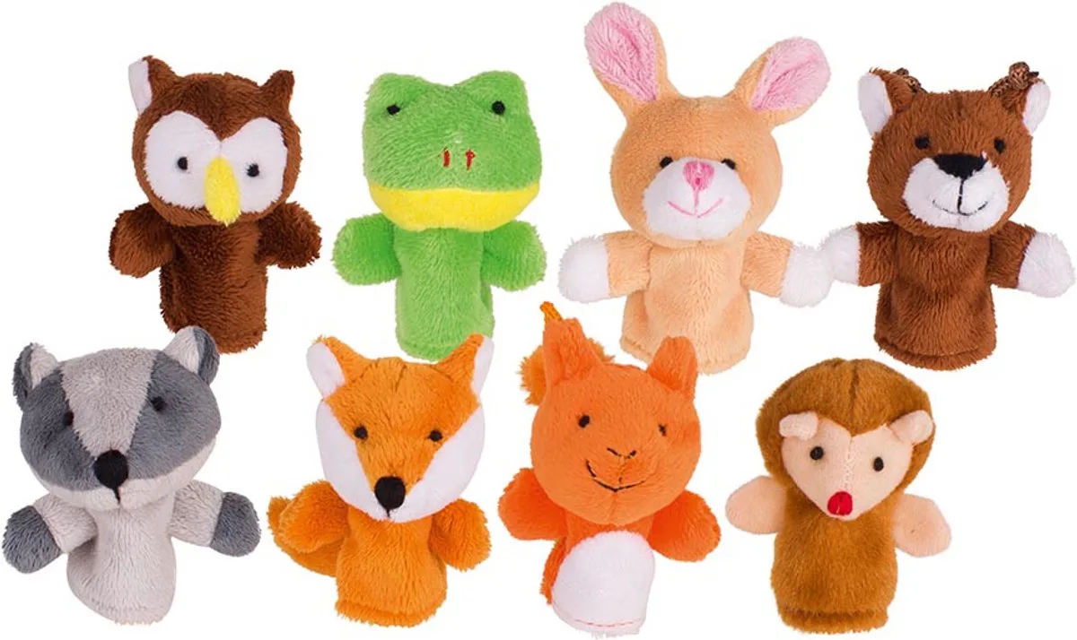 Vingerpopjes: BOSDIEREN SET H7,5-8,5cm, pluche, 8 modellen gemengd, 1+ van Goki in Meerkleurig – productfoto