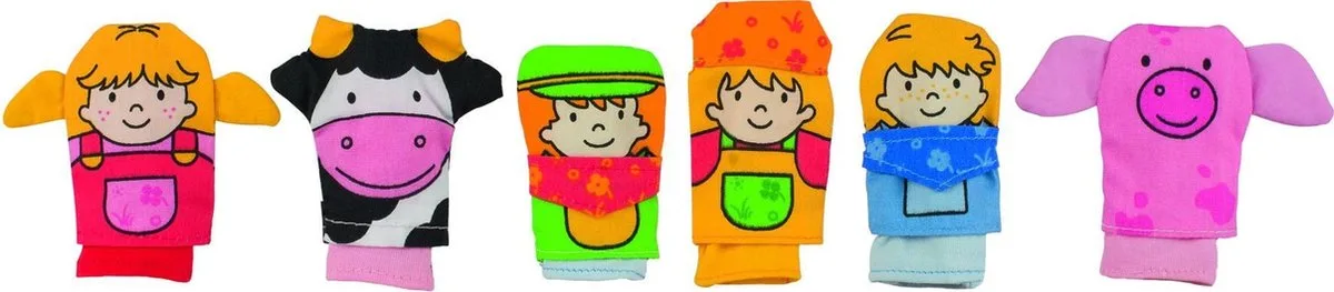 Vingerpoppen Set Boerderij 6 Stuks Hoogte 7-8 Cm van Goki in Meerkleurig – productfoto