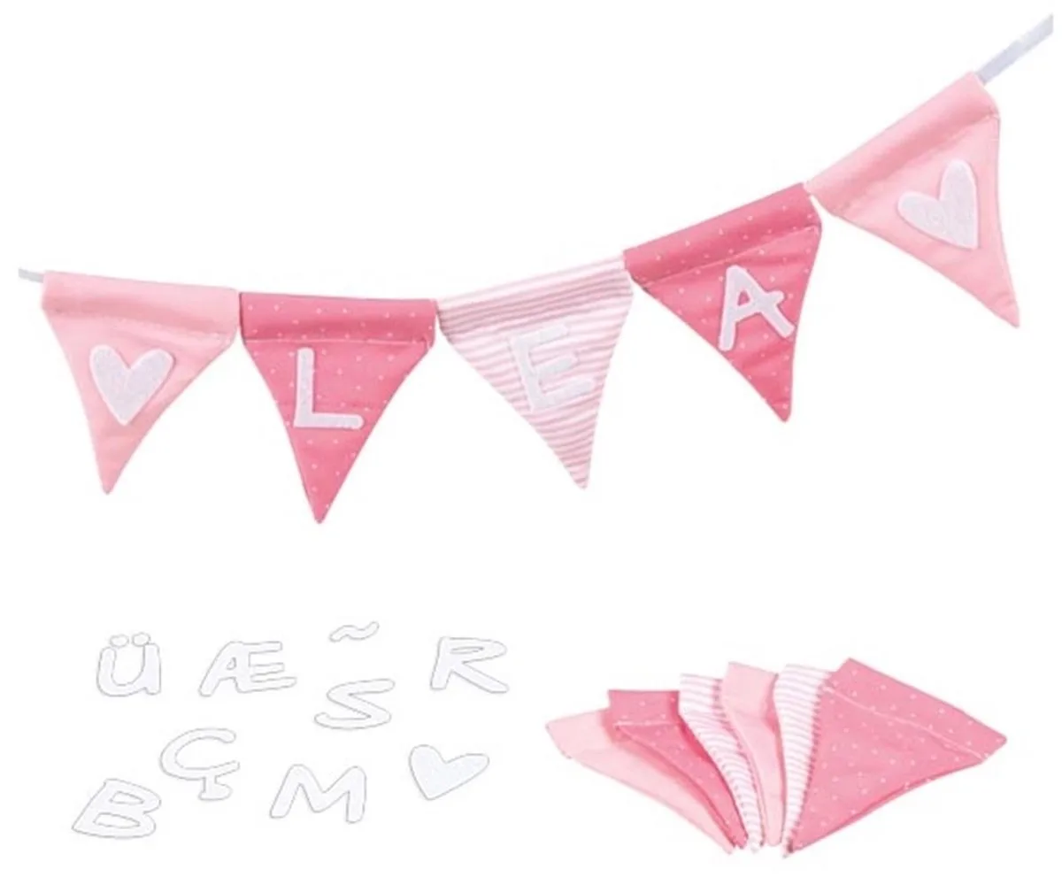 Vlaggenwimpel met namen - Roze - L150Cm - Versiering van Goki in Meerkleurig – productfoto