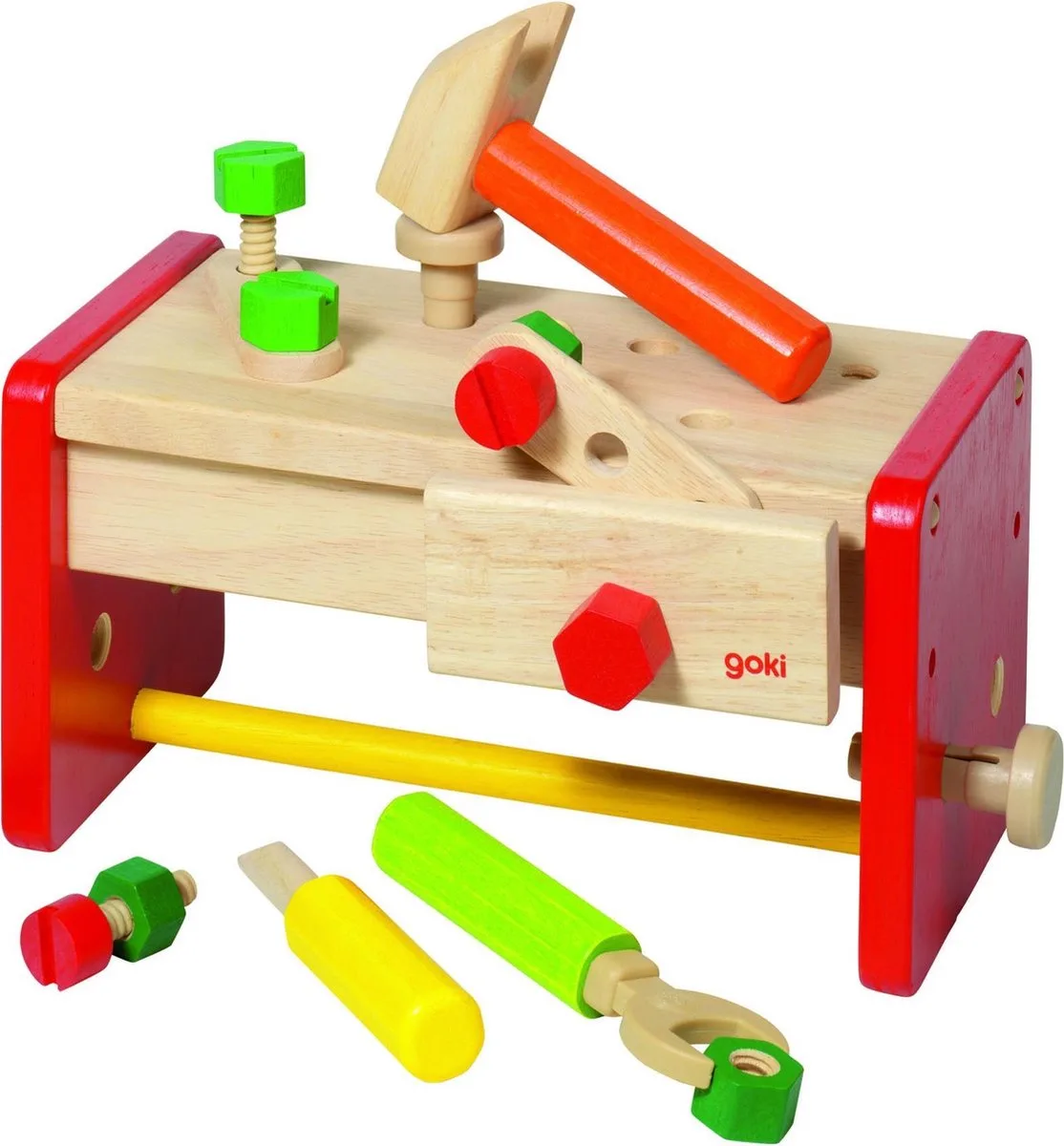 Werkbank en Gereedschapskist - 2 In 1 - 27,5X17,5X15Cm - Met Toebehoren - 3 Jaar van Goki in Meerkleurig – productfoto