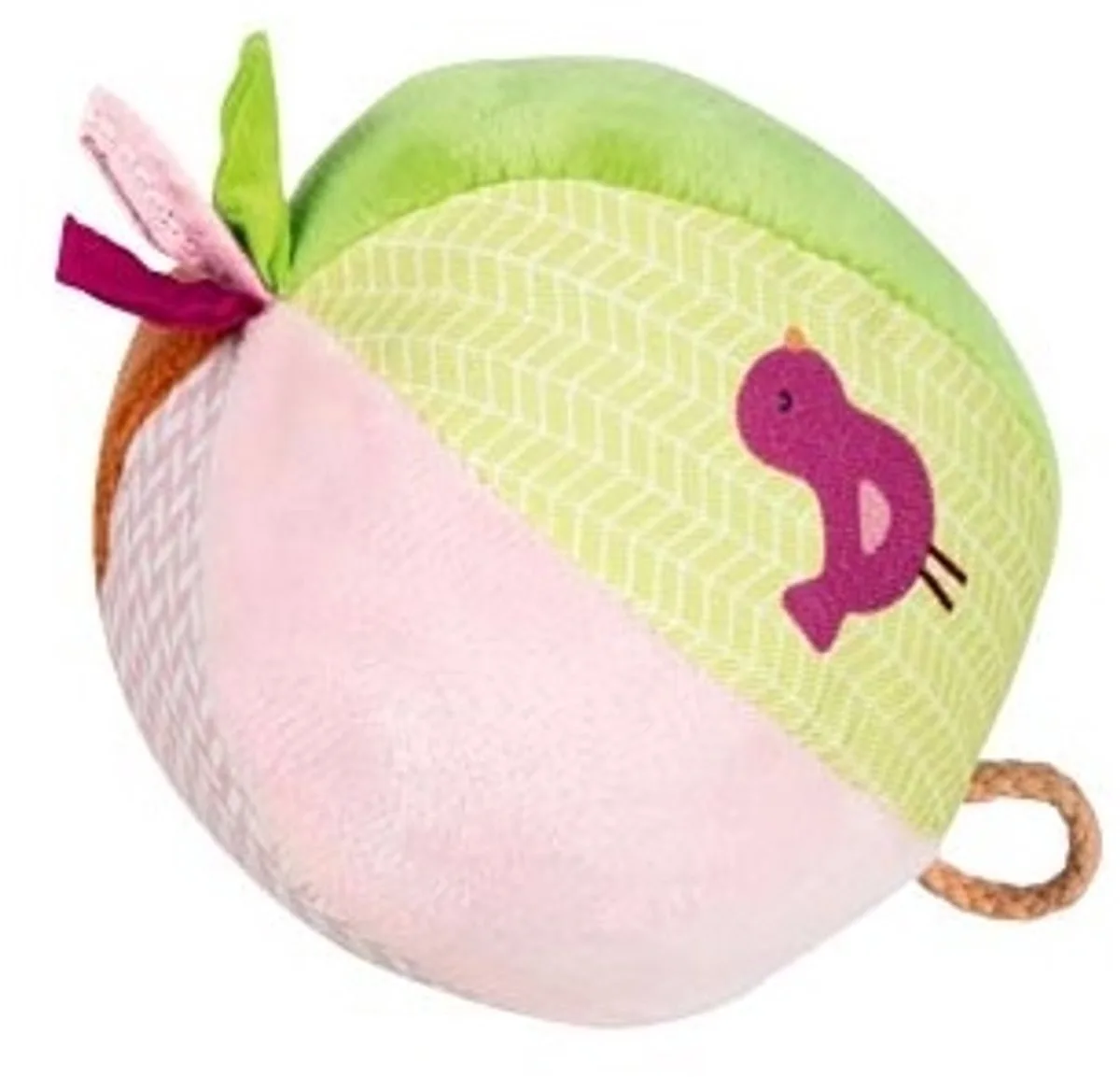 zachte bal baby speelgoed met bel roze groen regenboog. von Goki in Mehrfarbig – Produktfoto
