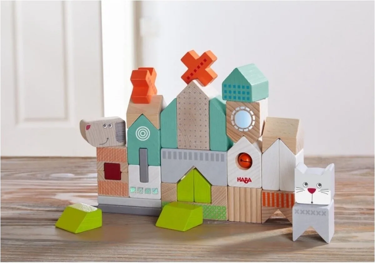 Bouwstenen Hond En Kat Junior Hout 31-delig de HABA en Multicolore – photo du produit