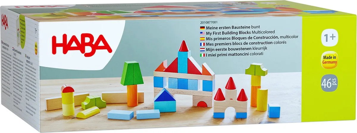 bouwstenen set kleurrijk 46-delig houten speelgoed voor kinderen. van HABA in Meerkleurig – productfoto
