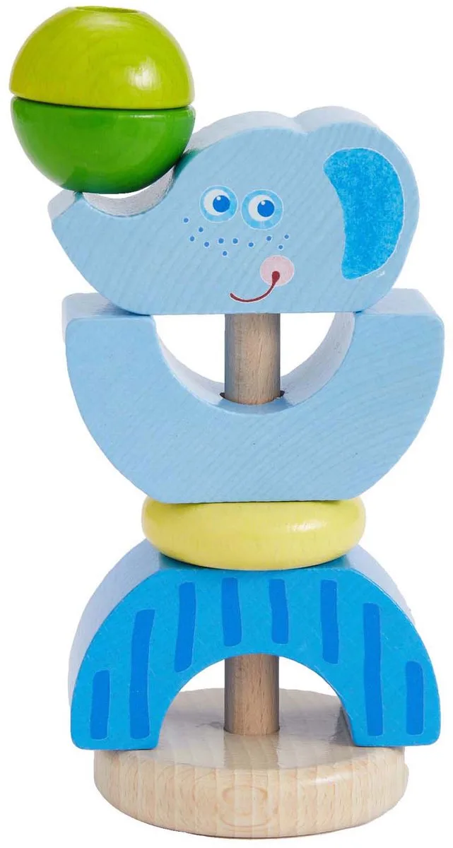 houten opsteekspel olifant motoriek speelgoed baby 18m+. von HABA in Mehrfarbig – Produktfoto