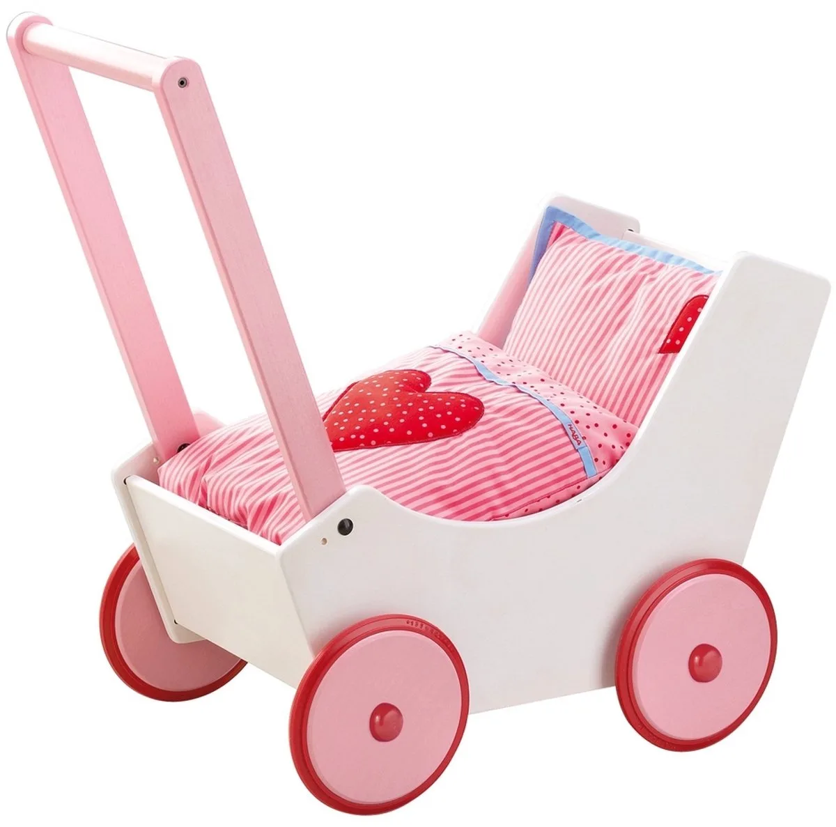 Kinderwagen Poppenwagen met harten de HABA en Rose – photo du produit