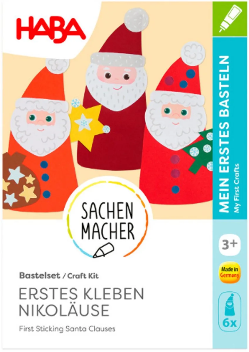 knutselpakketje eerste plakken, maak je eigen kerstfiguren - 3+ de HABA en Multicolore – photo du produit