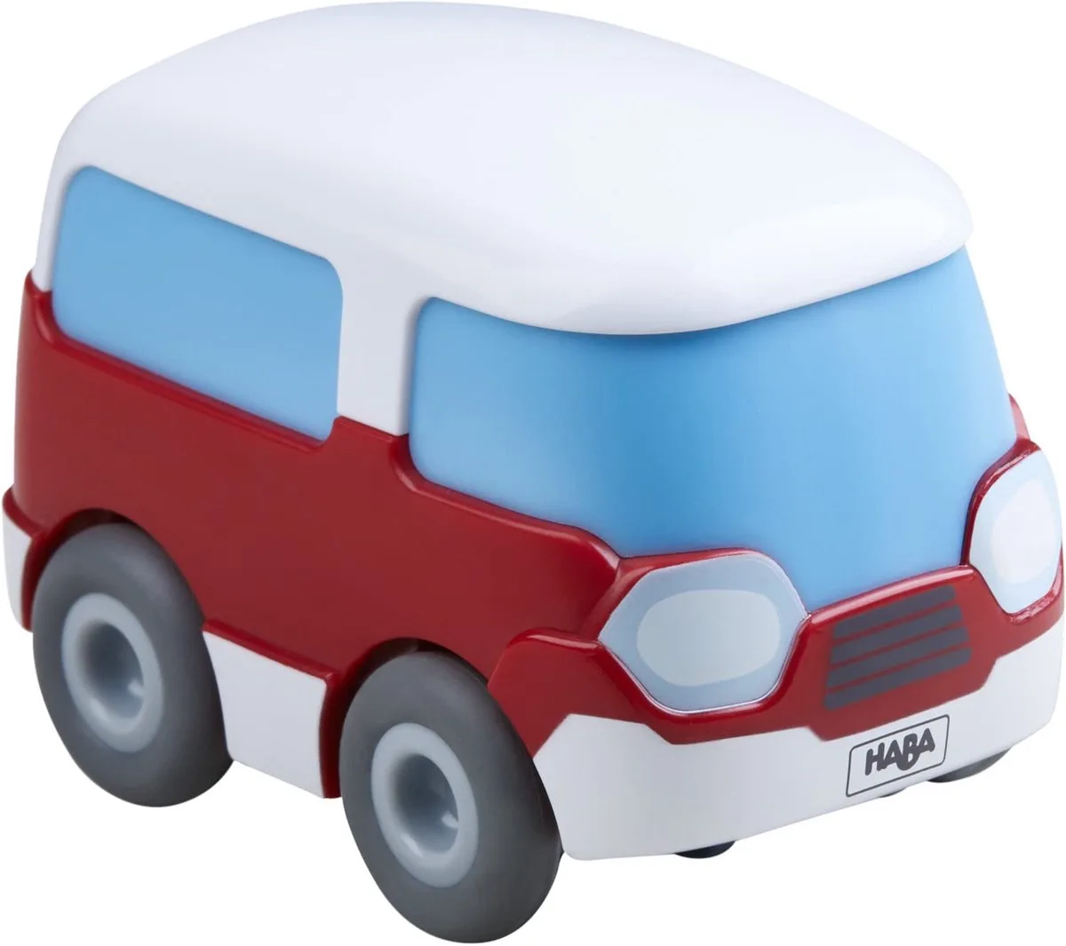 Kullerbü Knikkerbaan - Rode bus de HABA en Bleu, Gris, Rouge, Blanc – photo du produit