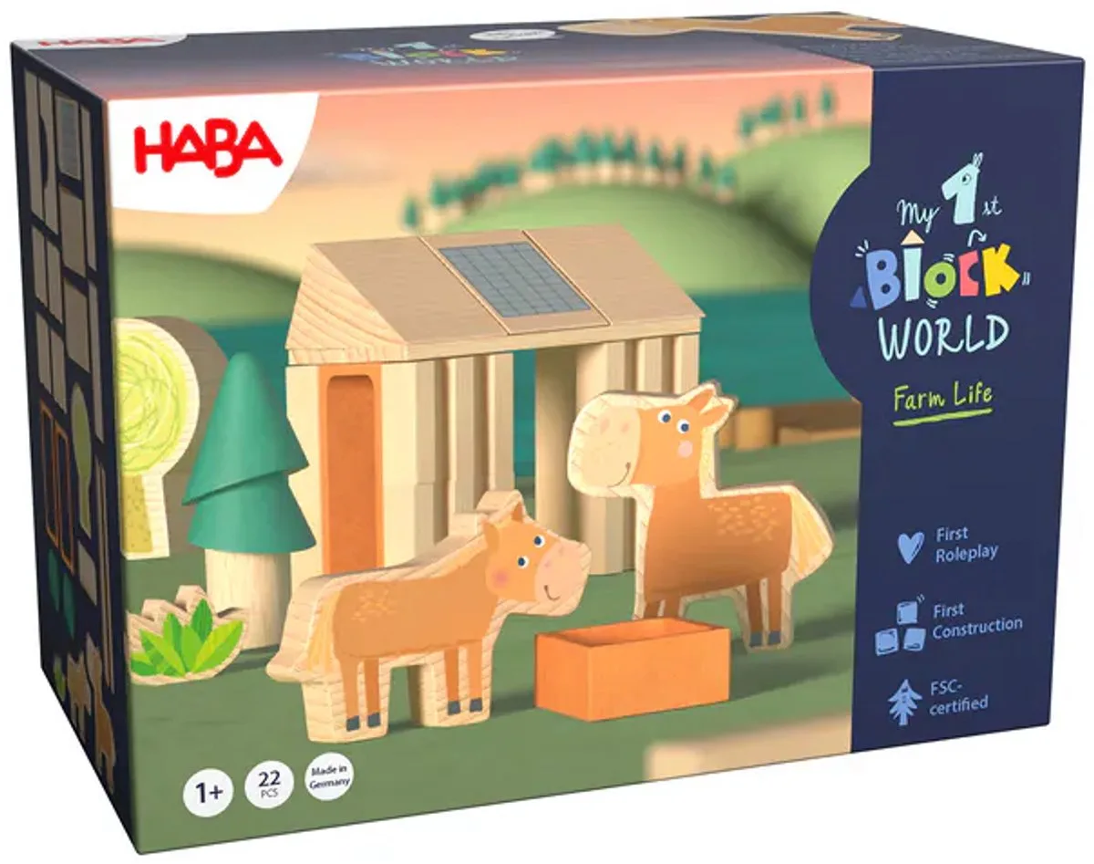 My First Block World Paardenstal - 18 maanden+ van HABA in Oranje – productfoto