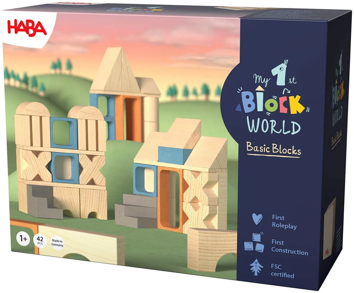 My First Block World Xl Bouwstenenset 42-delig - 18 maanden+ van HABA in Houtkleur – productfoto