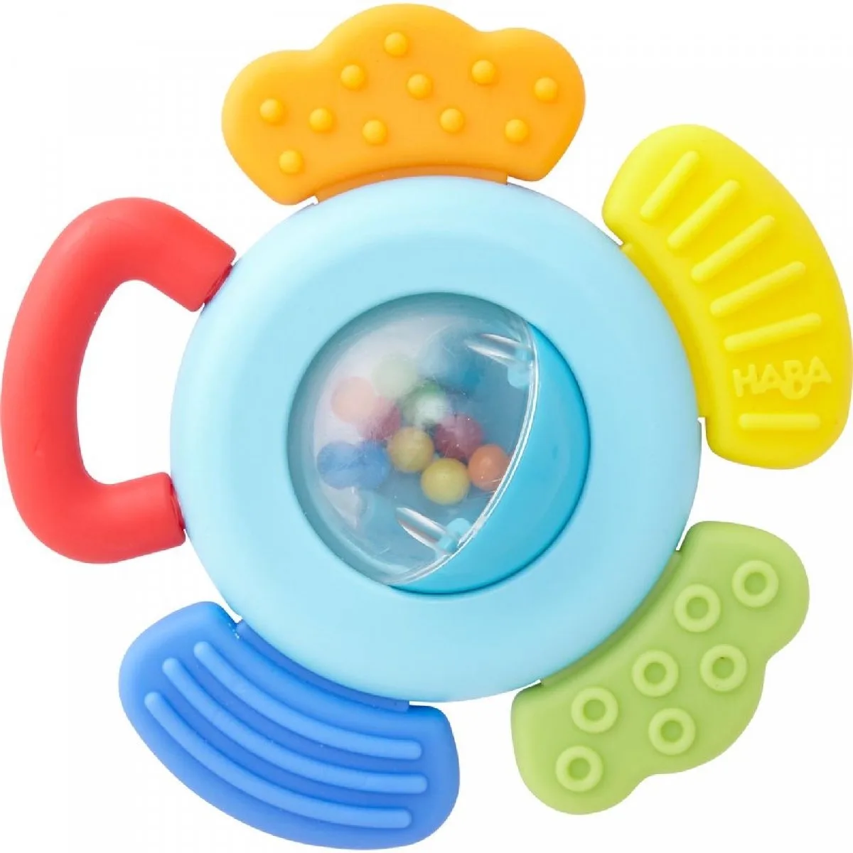 Rammelaar Bloem Junior 7,5 cm Polyester Lichtblauw från HABA i Flerfärgad – produktbild