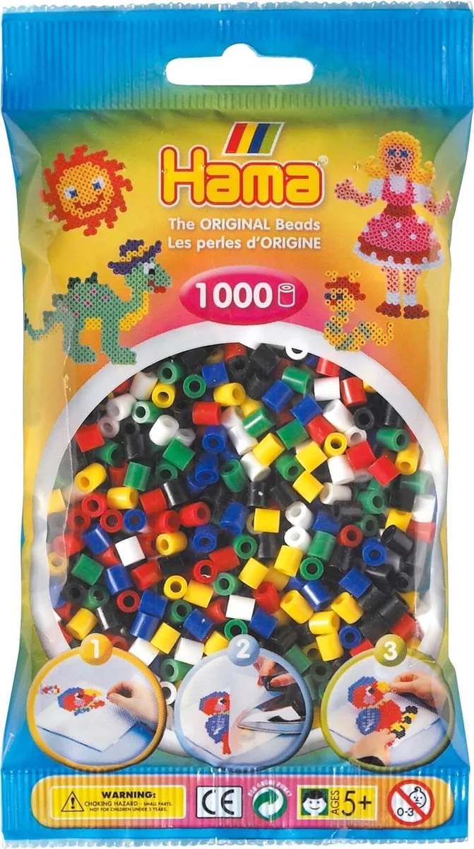 Strijkkralen 1000 Stuks Assortie 1 de Hama Beads en Blanc – photo du produit