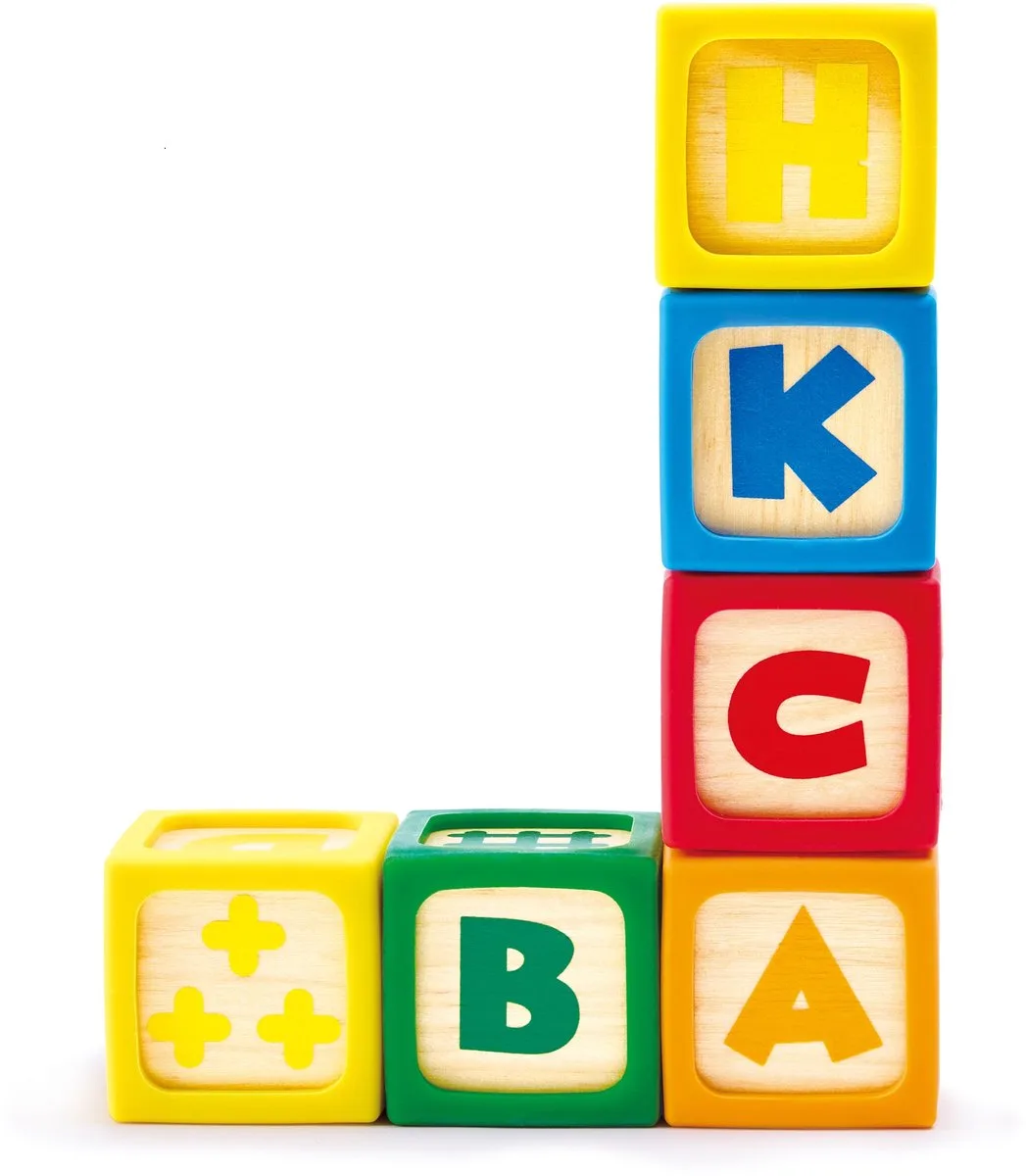 ABC Bouwblokken – 10 Houten Blokken met Letters en Cijfers voor Baby's vanaf 6 Maanden by Hape in Verschillende – product photo
