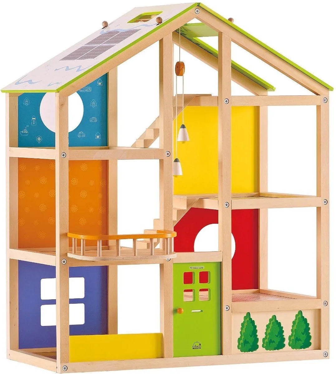 All Season House - Houten Poppenhuis Gemeubileerd | Speelhuis met 6 Kamers en Omkeerbaar Dak, Inclusief Meubels | Vanaf 3 Jaar de Hape en Jaune – photo du produit