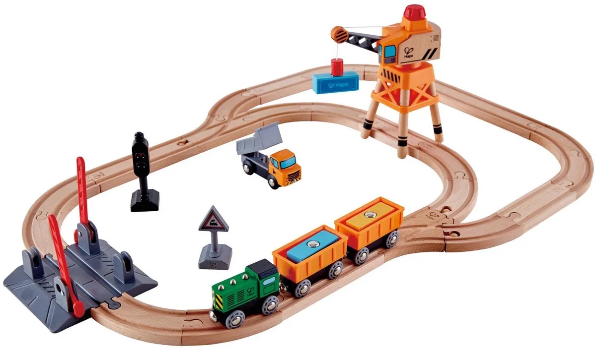 Hape-treinbaan- hout- magneetkraan- 34 delig de Hape en Multicolore – photo du produit