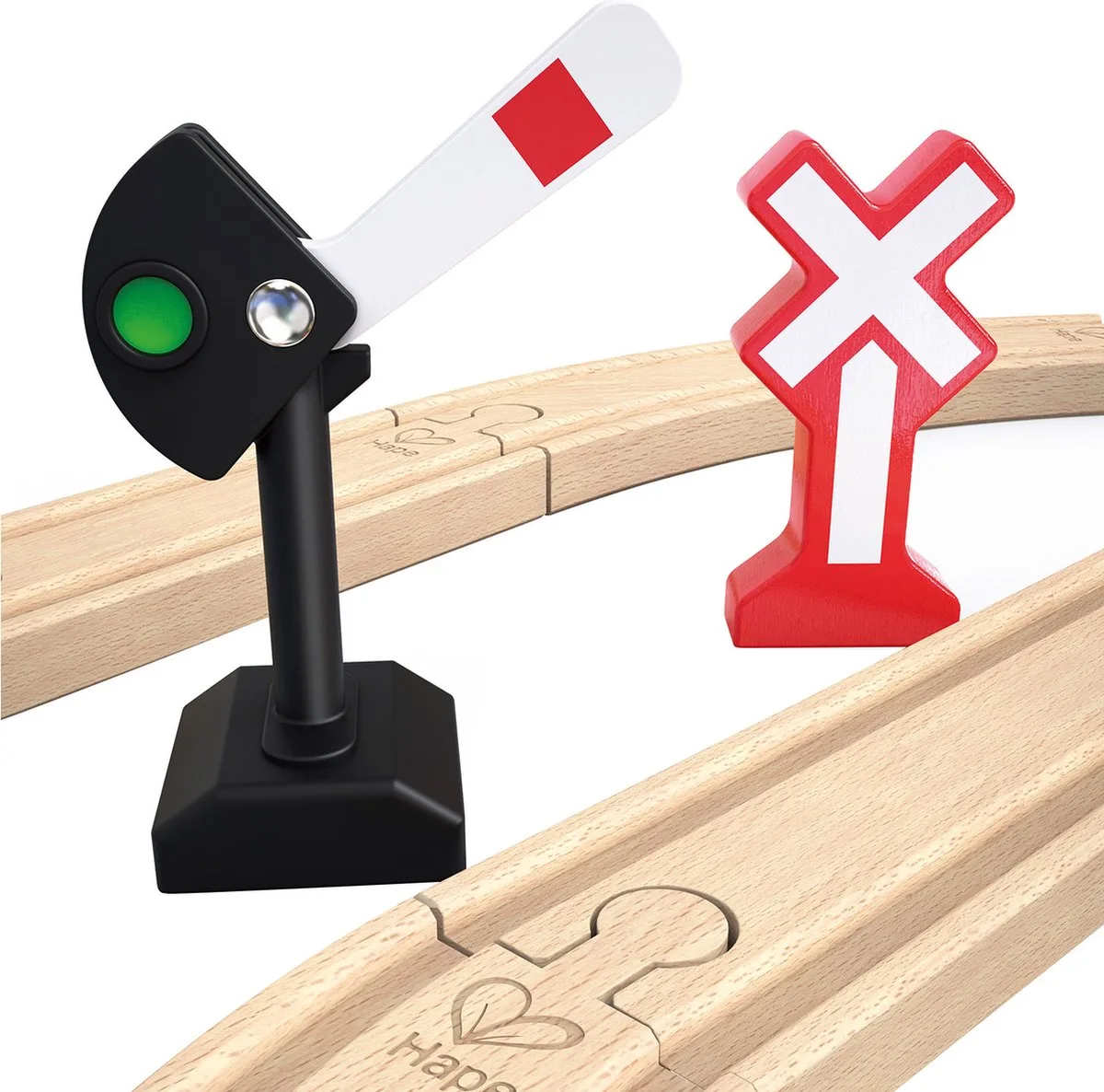 Houten Mechanische Spoorwegset 14-delig de Hape en Multicolore – photo du produit