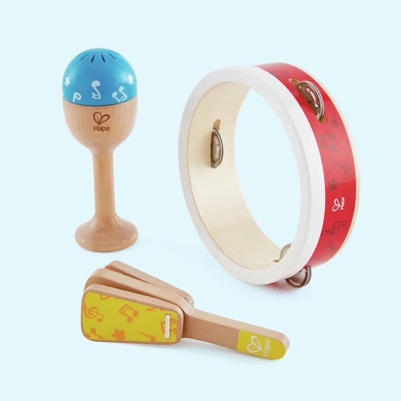 Junior Percussieset - Kindermuziekinstrumenten Set voor Baby's en Peuters vanaf 12 Maanden von Hape in Mehrfarbig – Produktfoto