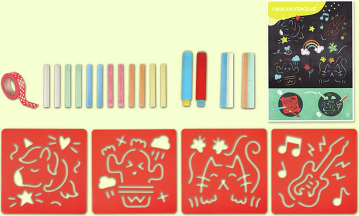 Kreidekunst mit Schablone von Hape in Mehrfarbig – Produktfoto