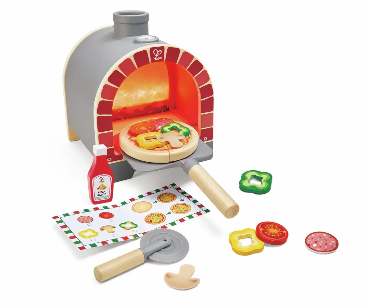 Licht & Knetter Pizzaoven - Houten Speelkeuken Accessoire voor Kinderen de Hape en Multicolore – photo du produit