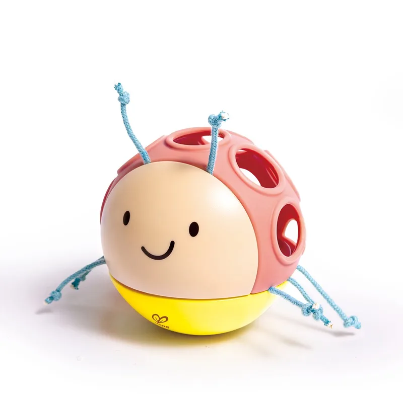 Lieveheersbeestje Rammelaar – Houten babyspeelgoed met bel, bijtspeelgoed en wiebelbodem, vanaf 10 maanden de Hape en Multicolore – photo du produit
