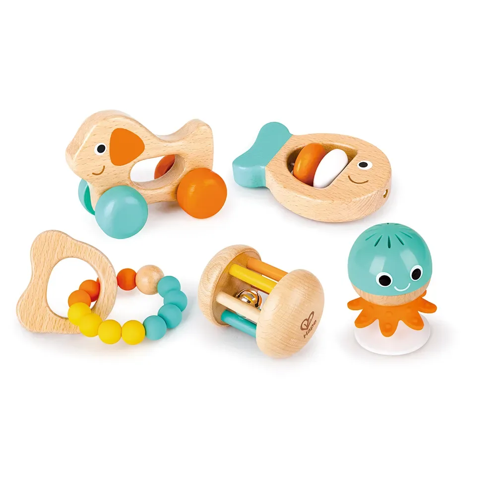 Rassel Sensorik-Set 5-teilig von Hape – Produktfoto