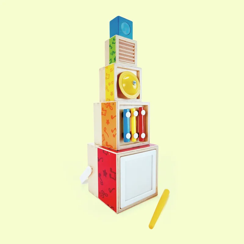 Muzikale Stapelblokken Set – 5 Houten Instrumenten voor Peuters vanaf 18 Maanden by Hape in Multicolour – product photo