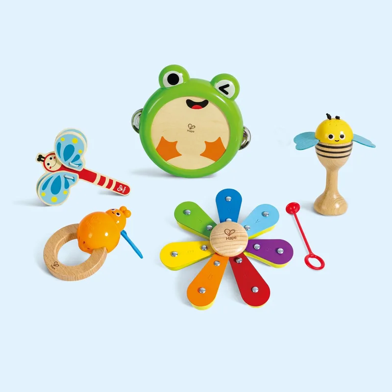 Nature Band Rhythm Kit - Natuur Slagwerkinstrumenten Set voor Kinderen vanaf 2 jaar - 6-delig från Hape i Flerfärgad – produktbild