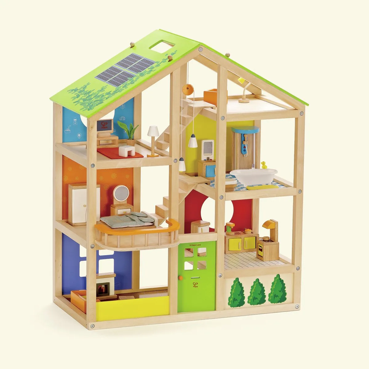 Grande Maison De Poupée En Bois Avec Meubles Et Poupée de Hape en Multicolore – photo du produit