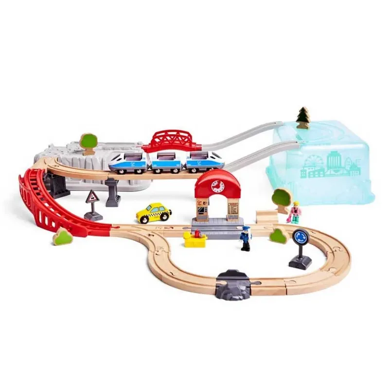 Stads Trein Bouwsteen Set 84.20x75.60x19.10 Cm by Hape – product photo