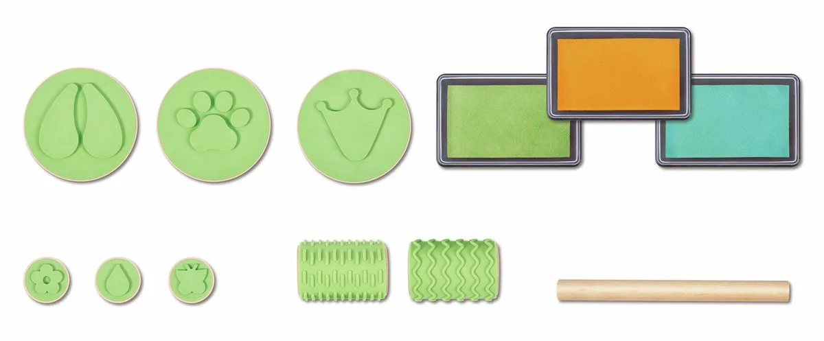 Stempelset Natuur - 13-delig stempelset met natuur motieven voor kinderen van 3-6 jaar van Hape in Meerkleurig – productfoto