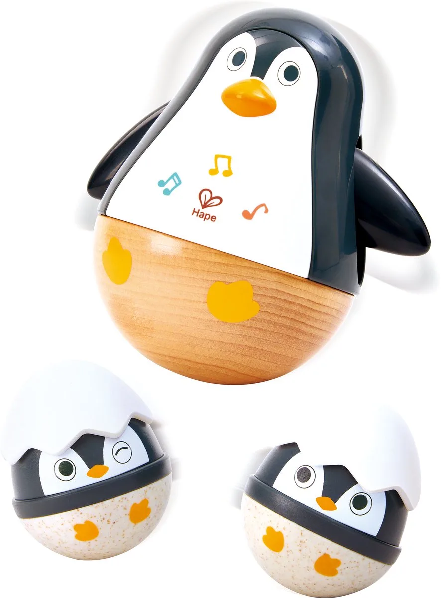 Wiebelende Pinguinfamilie – Speelgoed Baby Pinguins die Wiebelen en Bewegen von Hape in Mehrfarbig – Produktfoto