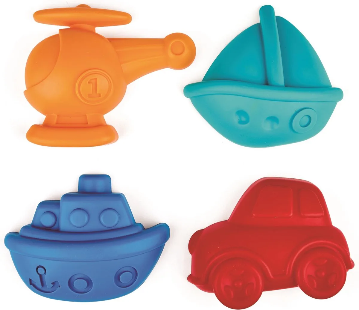Ensemble De Moules à Sable de Hape en Bleu, Orange, Rouge, Turquoise – photo du produit